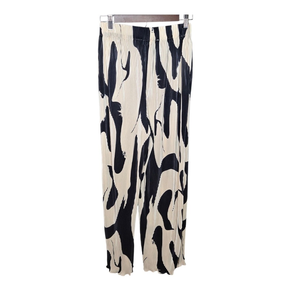 CUPSHE Pleated Pants‎ Wide Leg High Waist Beach Cover Up Black Beige Size S?
